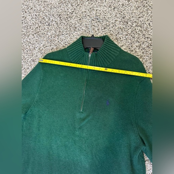 POLO RALPH LAUREN GREEN KNIT QUARTER 1/4 ZIP SWEATER SIZE LARGE - Picture 9 of 11